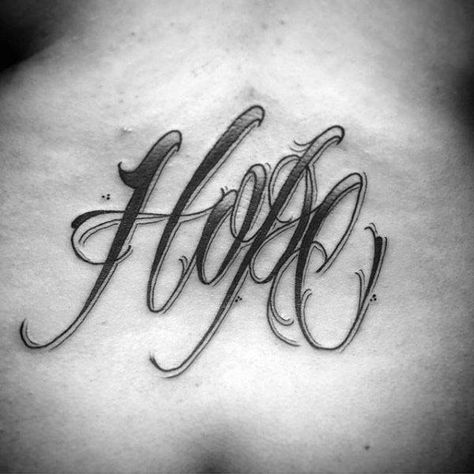 Hope Mens Shaded Stomach Tattoos Hope Tattoo For Men, Hope Tattoo Men, Hope Tattoo Ideas For Men, Hope Tattoo Fonts, Hope Tattoo Designs, Hope Tattoo Ideas, Word Design Ideas, Hope Tattoos, Hope Lettering