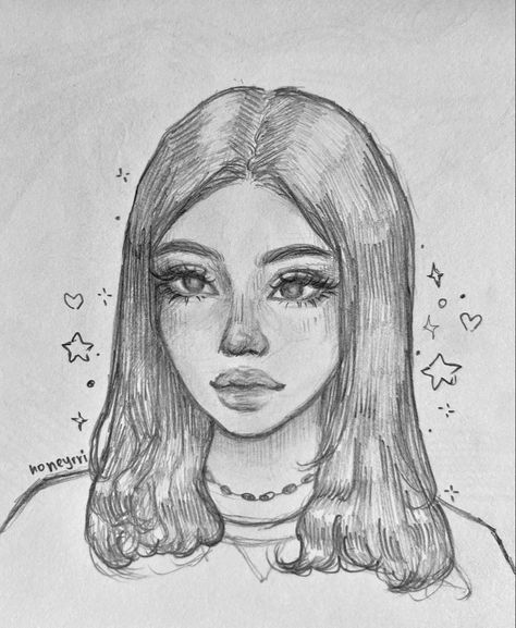 •°creds to neyrri°• Cute Drawing Sketches, Semi Realism Sketch, Semi Realistic Sketch, Girly Sketches, Semi Realistic Art, Semi Realistic Drawing, Erika Diane, Anime Style Art, Hairstyle Cute