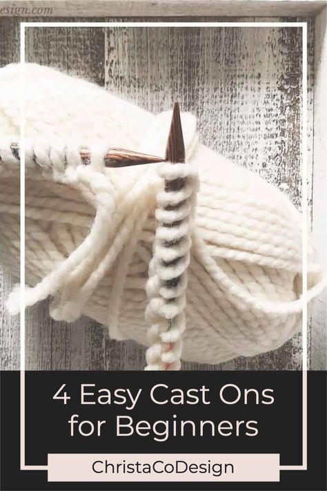 These four cast ons are easy to learn, even for beginning knitters. Knit Stitch Patterns Free, Knit Tutorials, Learning To Knit, Casting Off Knitting, Easy Scarf Knitting Patterns, Beginner Knit, Simple Sewing Tutorial, Cast On Knitting, Garter Stitch Knitting