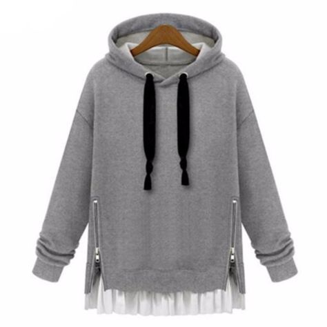 Layered Hoodie, Mode Shoes, Plus Size Hoodies, Sweatshirt Zipper, Sweatshirts Online, Women Hoodies Sweatshirts, Look Casual, Hooded Pullover, Long Sleeve Hoodie