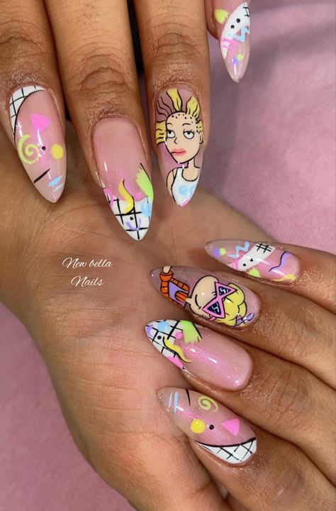 Rugrats Nail Art, Rugrats Nails, Unusual Nail Designs, Beach Nails Art, 2023 Beach, Bella Nails, Pop Art Nails, Mickey Nails, Nails Art Designs