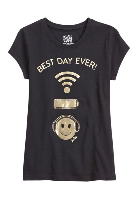 Best Day Ever Graphic Tee (original price, $12.00) available at #Justice Fashion Decades, Fashion Design Drawing, Fashion For Girls, Justice Clothing, Shop Justice, Justice Shirts, Girls Graphic Tee, Shirt Print Design, Tween Outfits