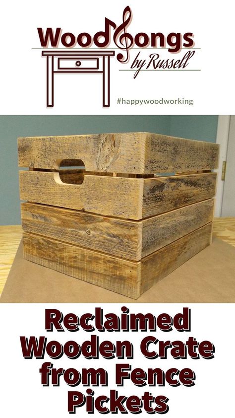 Let us show you how to build this beautiful wooden crate using reclaimed fence pickets. It is a simple and easy project for the beginning woodworker! This crate can help you stay organized and add extra charm to your home. wood crate diy | woodworking projects that sell #farmhousedecor #woodworkingbusiness #diy Pallet Boxes Diy Wooden Crates, Wood Crate Diy, Garage Organizer, Wooden Box Diy, Sales Ideas, Diy Wooden Crate, Diy Woodworking Projects, Fence Pickets, Pallet Boxes