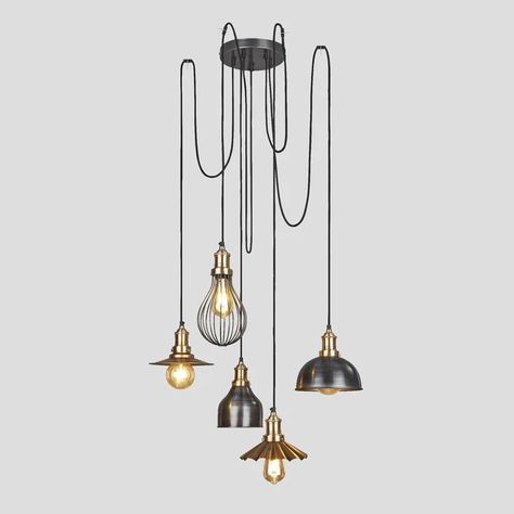 Industrial Modern Lighting, Kitchen 2022, Wire Spider, Vintage Style Bathroom, Spider Pendant, Cluster Chandelier, Vintage Bulbs, Lounge Lighting, Ceiling Installation