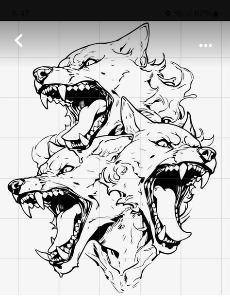 Cerberus Drawing Sketch, Russian Style Tattoo, Cerberus Aesthetic, Cerberus Tattoo Design, Hellhound Tattoo, Cerberus Tattoo, General Tattoo, Cerberus Art, Bleach Hoodie