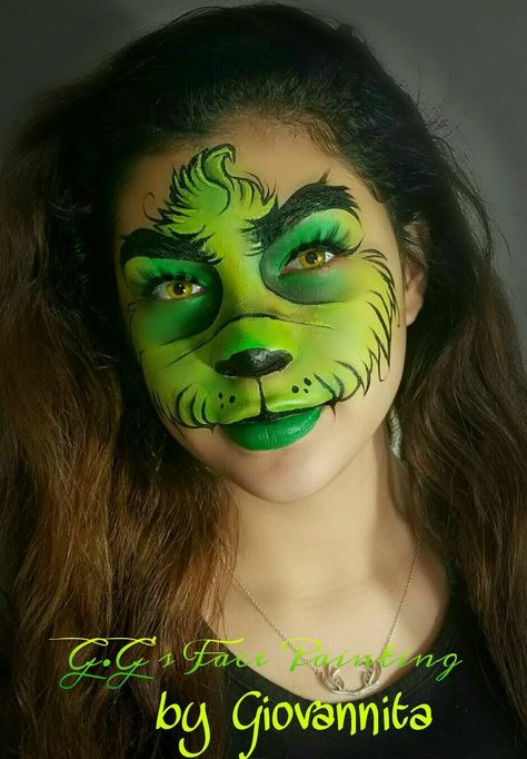 Dr. Seuss How the Grinch Stole Christmas Face paint idea Grinch Face Paint, Face Paint Ideas, Halloweenský Makeup, Christmas Face Painting, Christmas Makeup Look, Grinch Face, The Grinch Stole Christmas, Face Painting Easy, Kids Face Paint