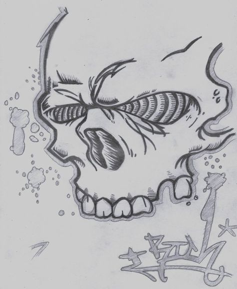 Y2k Skull Drawing, Cool Graffiti Drawings, Skull Graffiti Art, Cool Skull Drawings Easy, Graffiti Doodles Drawing, Drawing Ideas Graffiti, Graffiti Art Drawing Ideas, Graffiti Drawing Sketches, Graffiti Art Drawing