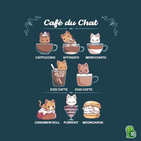 TeeTurtle (@teeturtle) • Instagram photos and videos Cute Wolves, Bunnies Cute, Pet Cafe, Spooky Coffee, Puns Funny, Cafe Posters, Kitty Cafe, Chibi Cat, Arte Van Gogh