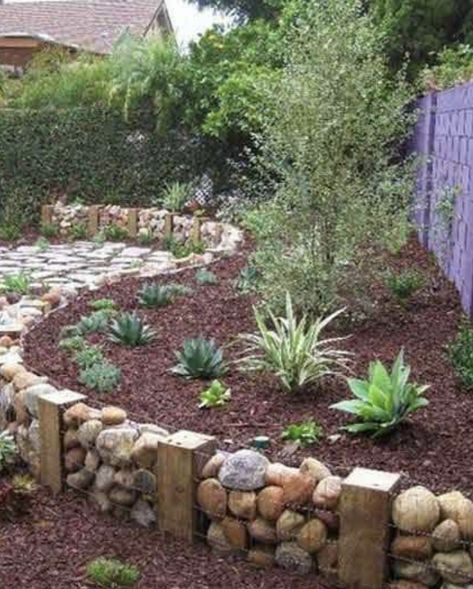 Garden Landscaping Design Ideas, Rustic Landscaping, Rock Garden Design, Garden Types, Have Inspiration, Garden Edging, Garden Landscape Design, Garden Bed, Bed Ideas