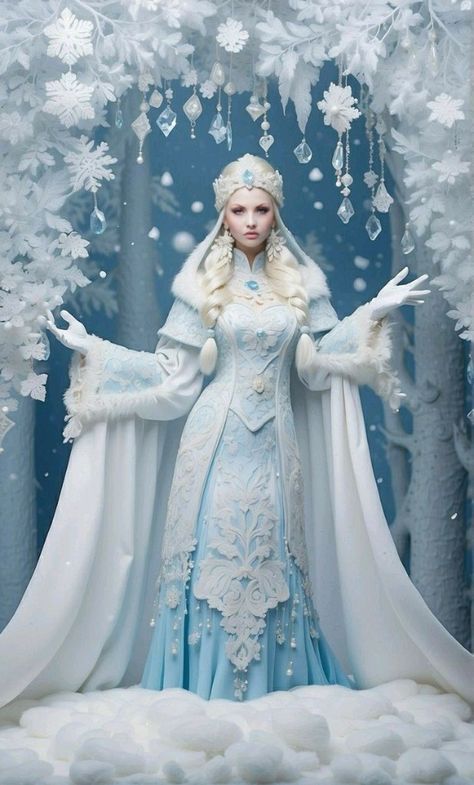 Snow Queen Movie, Princess Dress Fantasy, Snow Queen Dress, Frozen Queen, Queen Outfits, Ethereal Dress, Winter Princess, Ice Dresses, Elves And Fairies