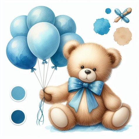 Download this Premium PSD File about Cute bear with blue lace and blue balloons, and discover more than 2 Million Professional Graphic Resources on Freepik Baby Boy Bear, Baby Animal Drawings, Color Celeste, Blue Balloons, Business Card Maker, Cute Teddy Bears, Card Banner, Poster Invitation, Cartoon Clip Art