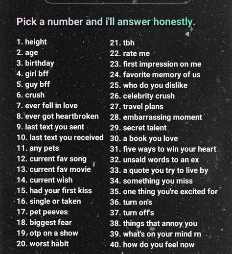 Pick A Number Questions, Weird Questions To Ask, Weird Questions, Pick A Number, Know More About Me, Funny Flirty Quotes, Instagram Questions, Bff Girls, Falling For Someone