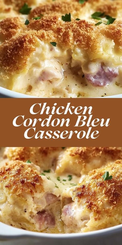 🥘 This Chicken Cordon Bleu Casserole is all you need for a cozy, filling dinner! It’s an easy, cheesy casserole with layers of chicken, ham, and Swiss cheese, topped with crunchy breadcrumbs for added texture. Perfect for feeding a crowd or prepping ahead for busy nights, it brings comforting flavors in every bite! 🧄🐔 #CheesyCasserole #CordonBleu #DinnerTime #FamilyDinner #ChickenRecipe #SimpleDinners #ComfortFood #EasyMeals 🍛🥗🍞. Chicken Ham And Swiss, Chicken Cordon Bleu Casserole Recipe, Easy Chicken Cordon Bleu, Chicken Cordon Bleu Recipe, Cordon Bleu Casserole, Chicken Cordon Bleu Casserole, Chicken Ham, Easy Main Dishes, Shredded Chicken Recipes