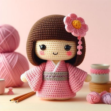 Crochet Hanako Little Kokeshi Doll Amigurumi Pattern Free Japanese Crafts Diy, Japanese Amigurumi, Japanese Crochet Bag, Beautiful Amigurumi, Knitted Amigurumi, Japanese Crochet Patterns, Crochet Ring, Doll Amigurumi Free Pattern, Crochet Garden