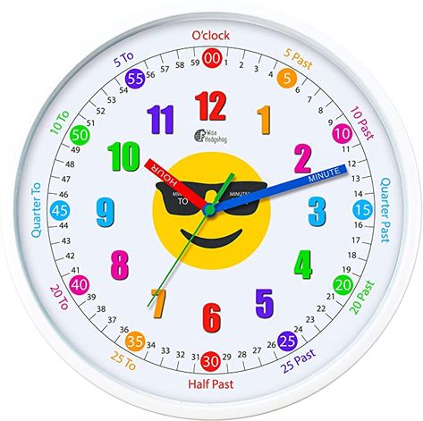 Amazon.com: Wise Hedgehog Telling Time Teaching Clock, 12 inch Silent Movement Analog Learning Clock for Kids, Perfect Room & Wall Decor for Classrooms, Playrooms and Kids Bedrooms: Home & Kitchen Math Clock, Teaching Clock, Learning Clock, Diy Science Experiments, Homeschool Supplies, Unique Gifts For Kids, Clock For Kids, Kids Math Worksheets, Perfect Room