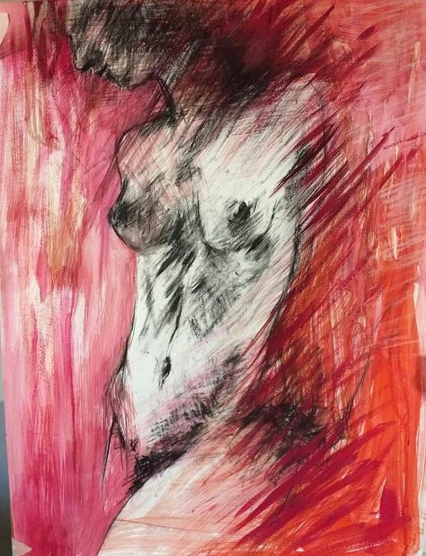 Grafic Art, Female Body Paintings, Hot Colors, Artist Workshop, Women Painting, Red Abstract, Charcoal Drawing, Pastel Painting, Woman Painting