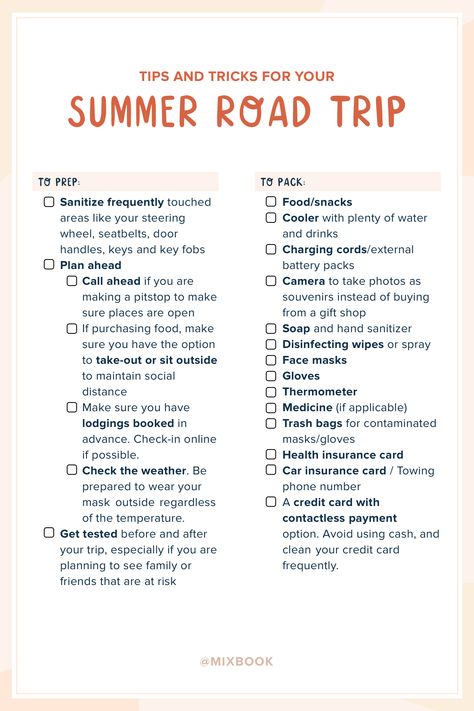 Trip Checklist, Road Trip Checklist, Summer Road Trips, Ultimate Road Trip, Road Trip Packing List, Travel Bag Essentials, Road Trip Packing, Road Trip Hacks, Travel Checklist