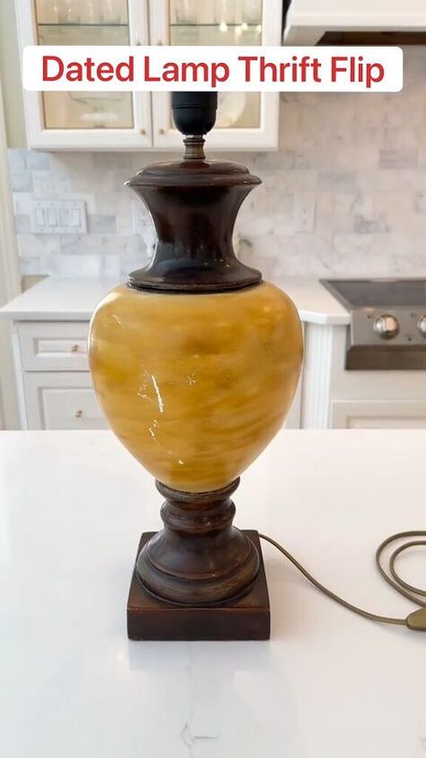 Lamp Redo, Yellow Furniture, Bathroom Crafts, Yellow Lamp, Refinishing Furniture Diy, Lamp Makeover, Fire Pit Furniture, How To Clean Silver, Doors And Floors