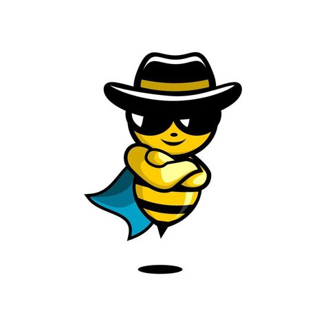 vector illustration of a honey bee wearing a hat and sunglasses Honey Bee Illustration, Honey Bee Cartoon, Bee Cartoon, Logo Bee, Bee Hummingbird, Hat And Sunglasses, Bee Logo, Bee Illustration, Birthday Card Drawing