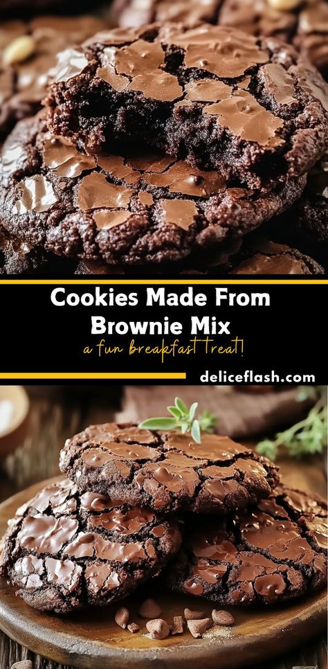 These easy and delicious cookies are made from a box of brownie mix, combined with a few simple ingredients to create soft, fudgy treats. Perfect for when you're craving cookies but short on time! Brownie Cookies From Mix Boxes, Fudgy Cookies, Brownie Mix Recipes, Brownie Mix Cookies, How To Make Brownies, Cake Mix Cookie Recipes, Chocolate Chip Recipes, Cake Mix Cookies, Brownie Mix