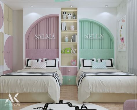 Boy And Girl Shared Room, Kids Bedroom Furniture Design, Boy And Girl Shared Bedroom, Home Decor Ideas Kitchen, Kids Shared Bedroom, Girls Room Design, Shared Girls Bedroom, Decor Ideas Kitchen, Small Room Design Bedroom