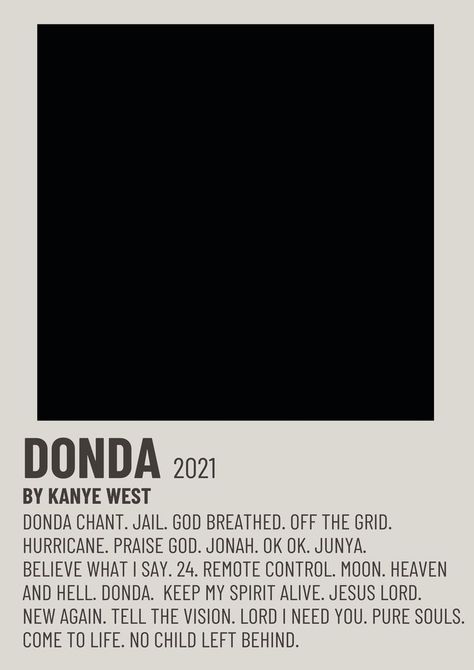 KANYE WEST, DONDA 2021 Alternative Minimalist Polaroid Poster Album Cover Minimalist Poster, Donda Poster, Kanye West Polaroid Poster, Alternative Music Posters, Kanye Album Cover, Minimalist Album Covers, Kanye West Aesthetic Poster, Polaroid Album Covers, Donda Album Cover