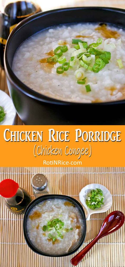 Chinese Chicken And Rice Soup, Thai Porridge, Chicken Congee, Korean Porridge Recipe, Savory Porridge Recipes, Rice Porridge Breakfast, Easy Rice Porridge Recipes, How To Make Rice Porridge, Korean Rice Porridge