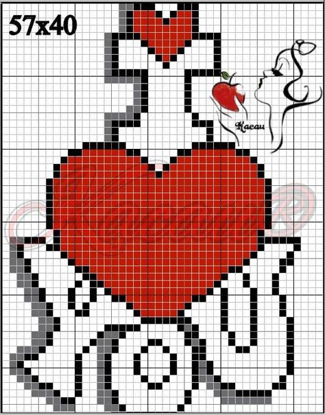 Love Cross Stitch Patterns Free, Pixel Art Coeur, Pixel Art Love, Heart Cross Stitch, Graph Paper Designs, Graph Paper Drawings, Graph Crochet, Easy Pixel Art, Pixel Art Grid