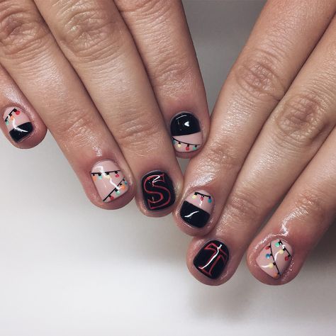 @nailsknowhow stranger things nail art Nail Stranger Things, Stranger Thing Nail Art, Stranger Things Nails For Kids, Stranger Things Nails Acrylic, Halloween Nails Stranger Things, Stranger Things Nail Art Easy, Unha Da Enid Sinclair, Stranger Things Nails Easy, Stranger Things Inspired Nails