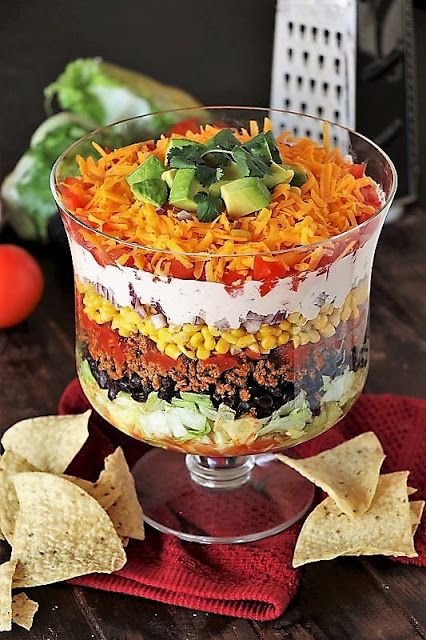 Taco Salad Layered, Layered Taco Salad Recipe, Family Taco Night, Layered Taco Salad, Salad For A Crowd, Layered Taco Salads, Layered Taco, Taco Salad Recipe, Mexican Salad