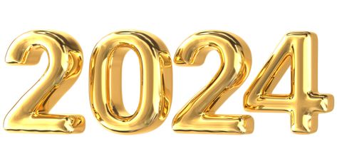 Gold Number, Year 2024, 3d Render, 3d Rendering, Royalty, Royalty Free, Clip Art, Illustrations, Gold