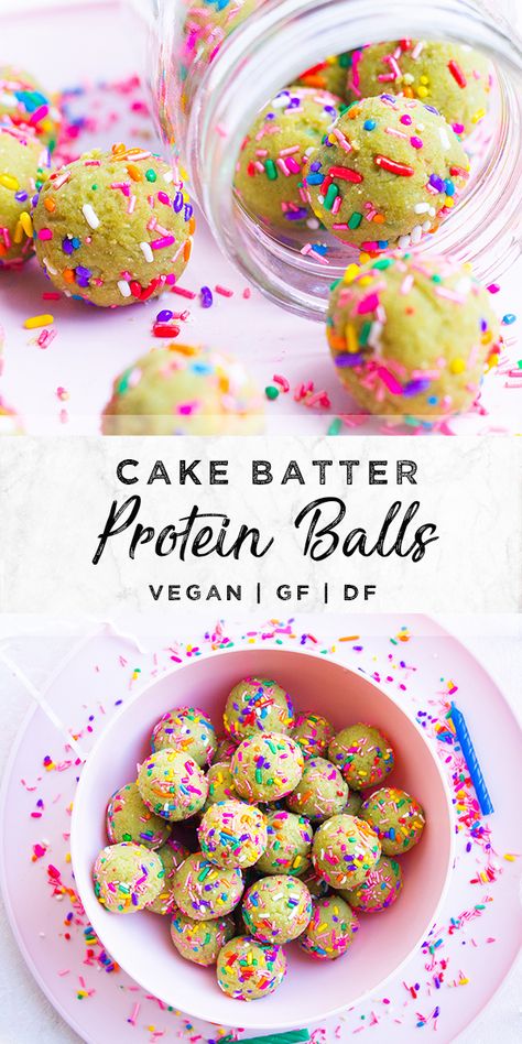 Protein Balls Cake Batter, Protein Balls Birthday Cake, Healthy Birthday Cake Protein Balls, Cake Batter Protein Recipes, Confetti Protein Balls, Birthday Protein Balls, Healthy Cake Balls, Protein Balls Gluten And Dairy Free, Gluten Free Dairy Free Protein Balls