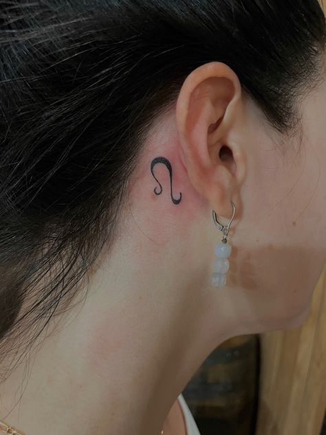 dainty leo astrology sign tattoo Leo Behind Ear Tattoo, Leo Tattoo Behind Ear, Leo Sign Tattoo, Leo Symbol, Leo Tattoo, Leo Astrology, Sign Tattoo, Leo Tattoos, Leo Sign