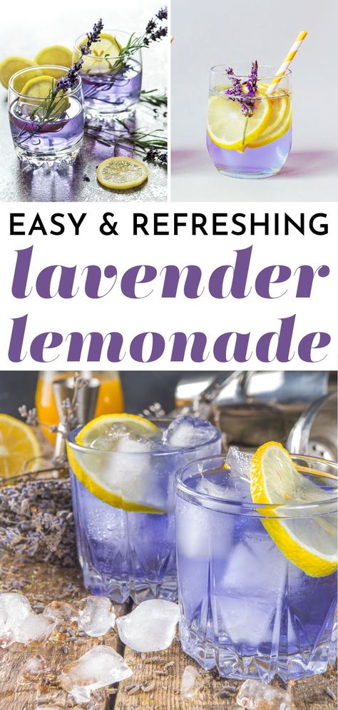 Drinks For Brunch, Easy Lavender Lemonade, Sparkling Lavender Lemonade, High Tea Recipes, Lavender Lemonade Recipe, Easy Lemonade, Lavender Drink, Lemonade Drink, Lavender Recipes