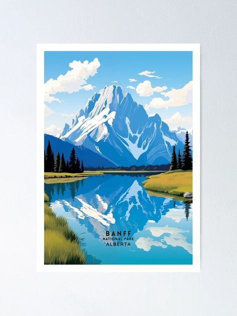 "Banff National Park Rocky Mountain Majesty Travel Illustration" Poster for Sale by NeuralVibe | Redbubble Mountain Illustration, Mountain Park, Poster Illustration, Travel Illustration, Illustration Poster, Banff National Park, World Art, Rocky Mountain, Travel Poster