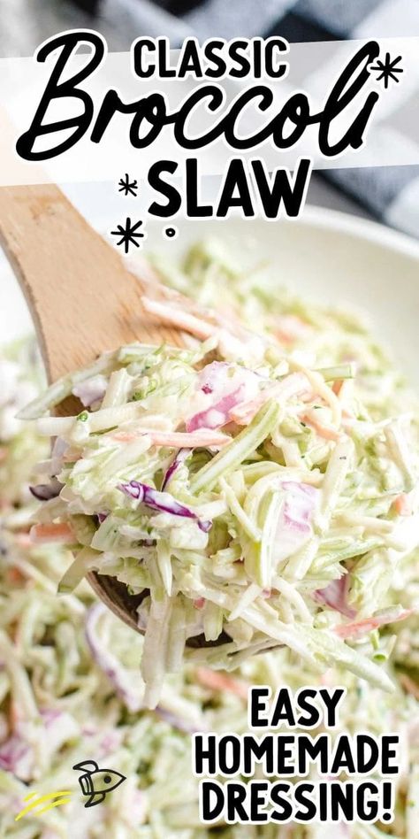 Homemade Slaw Dressing, Broccoli Slaw Dressing, Classic Coleslaw Recipe, Broccoli Slaw Salad, Broccoli Slaw Recipes, Classic Coleslaw, Coleslaw Recipes, Crunchy Broccoli, Homemade Slaw