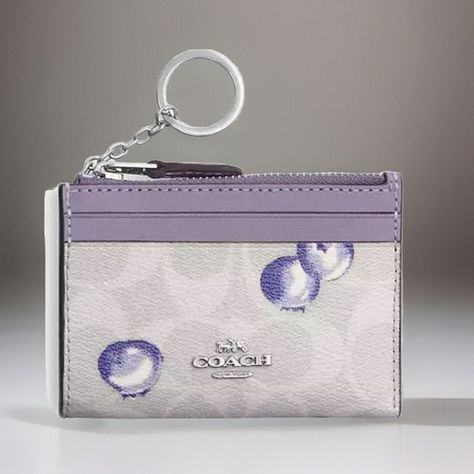 COACH Blueberry mini skinny id case wallet Coach Blueberry Wallet, Coach Blueberry, Blueberry Print, Wallet Ideas, Key Wristlet, Bloomers Shorts, Id Wallet, Cell Phone Holster, Jelly Shoes