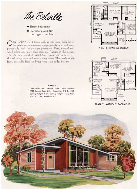 Small Mid Century House, Mid Century House Exterior, Mid Century Modern Floor Plans, Midcentury Modern Exterior, Canadian Homes, Mid Century House Plans, Small House Architecture, Mid Century Modern House Plans, Canadian House