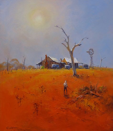 Australian Watercolour, Scenes To Paint, Arthur Streeton, Homestead Farmhouse, John Lovett, Australian Landscapes, Painting Exhibition, Australia Landscape, Australian Painting