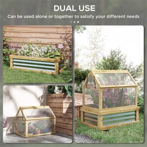 MINI GREENHOUSE / FLOWERBED is great when the weather is changing and you want to get a start on you gardening Wooden Greenhouse, Cold Frame Greenhouse, Greenhouse Supplies, Planter Trellis, Raised Planter Beds, Planter Beds, Garden Flower Beds, Polycarbonate Greenhouse, Polycarbonate Panels