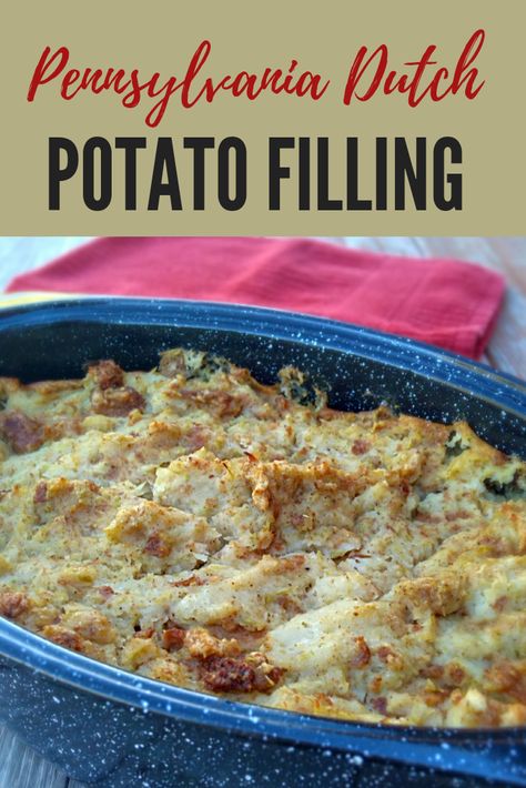 Amish Potato Stuffing, Potato Filling Recipe, Best Amish Recipes, Creamy Mashed Potatoes Recipe, Pennsylvania Dutch Recipes, Bread Stuffing, Potato Filling, Stuffing Ingredients, Holiday Side Dish