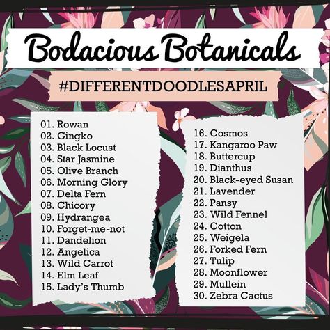 Mark • Men Who Bullet Journal on Instagram: “April is just a few days away and @plansthatblossom and I are ready for a new monthly doodle challenge. #differentdoodlesapril is going…” Like Illustration, Doodle Challenge, Photo A Day Challenge, Journal Challenge, Kangaroo Paw, Altered Book Art, Love List, Drawing Prompt, Black Eyed Susan