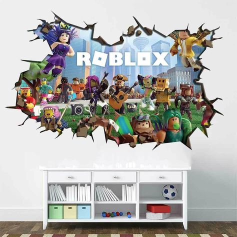 Minecraft Wall Stickers, Roblox Room Ideas For Boys, Roblox Wall Decals, Roblox Bedroom Ideas For Boys, Roblox Room Decor, Roblox Bedroom Ideas, Roblox Bedroom, Roblox Room Ideas, Roblox Room