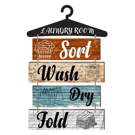 PRICES MAY VARY. Laundry Room Decor: This set includes 5 pieces of charming laundry room decor and accessories that will enhance the atmosphere of your laundry room bathroom or bedroom. Reliable Material: These laundry room sign are made of quality wood material, lightweight, smooth, wear and tear resistant, not easy to fade. Interesting Design: The rustic design, printed with the words [Wash], [Dry], [Fold], [Repeat], features a wooden background and cute elements like a washing machine and pan Laundry Rooms Decor, Laundry Room Wall Art, Laundry Room Bathroom, Laundry Room Doors, Farmhouse Laundry Room, Wash Dry Fold, Laundry Room Signs, Laundry Decor, Wooden Background