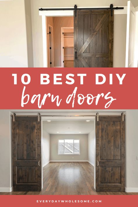 10 BEST DIY BARN DOOR HOME DECOR TUTORIALS AND HOW TO GUIDES. single and double diy sliding doors included. painted doors and stained doors. Add character and charm to your home. It is the perfect door for our master bedroom closet and adds a rustic touch with the oil rubbed bronze. Diy Sliding Door, Modern Sliding Doors, Diy Sliding Barn Door, Stained Doors, Double Barn Doors, Diy Barn Door, Barn Doors Sliding, Modern Diy, My Chemical