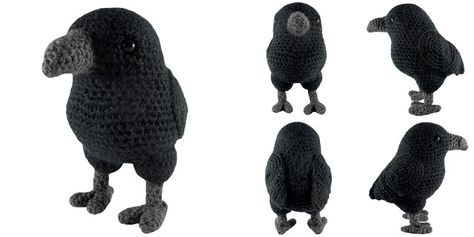 i crochet things: Free Pattern Friday: Raven Amigurumi REVAMP Crocheted Birds, Skull Beanie, Crochet Skull, Crochet Birds, Halloween Crochet Patterns, Crochet Things, Crochet Pumpkin, Beanie Pattern, Halloween Crochet