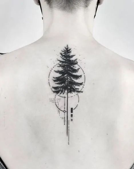 The Pine Tree Tattoo Meaning And 105 Powerful Tattoos To Compel You Single Tree Tattoo, Christmas Tree Tattoo Ideas, Tree Birds Tattoo, Blue Spruce Tattoo, Tree Skull Tattoo, Nature Tattoos Simple, New Tattoo Ideas For Men, Cypress Tree Tattoo, Tattoo Pine Tree