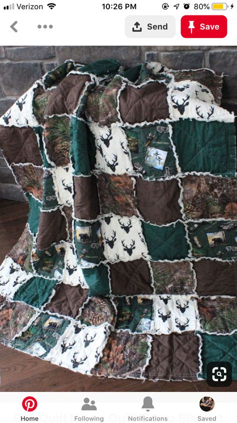 Camo Quilts Ideas, Hunting Quilt Patterns, Rustic Quilts Ideas, Rustic Quilt Patterns, Rag Quilt Ideas, Western Quilt Patterns, Crochet Blankets For Men, Blankets For Men, Hunting Quilt