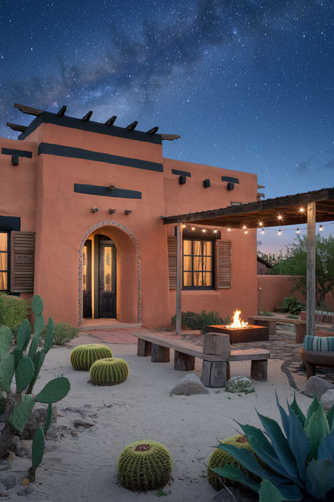 The 107 Best Exterior House Colors New Mexico Homes Exterior, Painted Stucco Exterior, Arizona House Exterior, Modern Adobe House Exterior, Adobe House Exterior, Modern Adobe House, Blue Home Exterior, Terracotta Facade, Southwest House