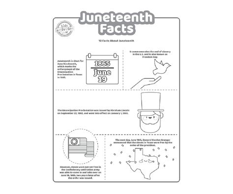 Printable Juneteenth Facts & Coloring Pages for Kids Juneteenth Activities For Toddlers, Juneteenth Celebration Ideas For Kids, Juneteenth Activities, Juneteenth Word Search, Juneteenth For Kids, Facts For Kids, Outdoor Activities For Kids, Creative Activities For Kids, Summer Activities For Kids